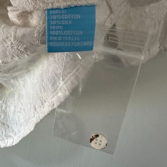 J McLaughlin Silk Blend Floral Damask Embroidered Tunic White Blouse Small NWT - Picture 5 of 7